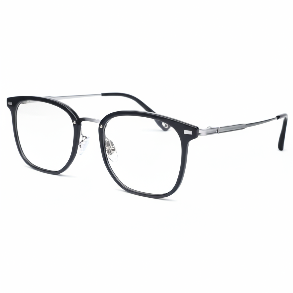 Black eyeglasses on a white background