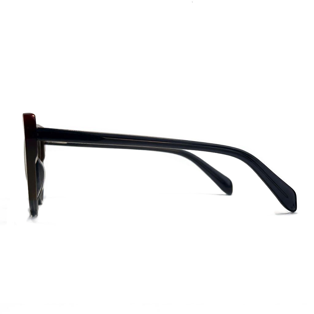 Black sunglasses with a thin frame on a white background