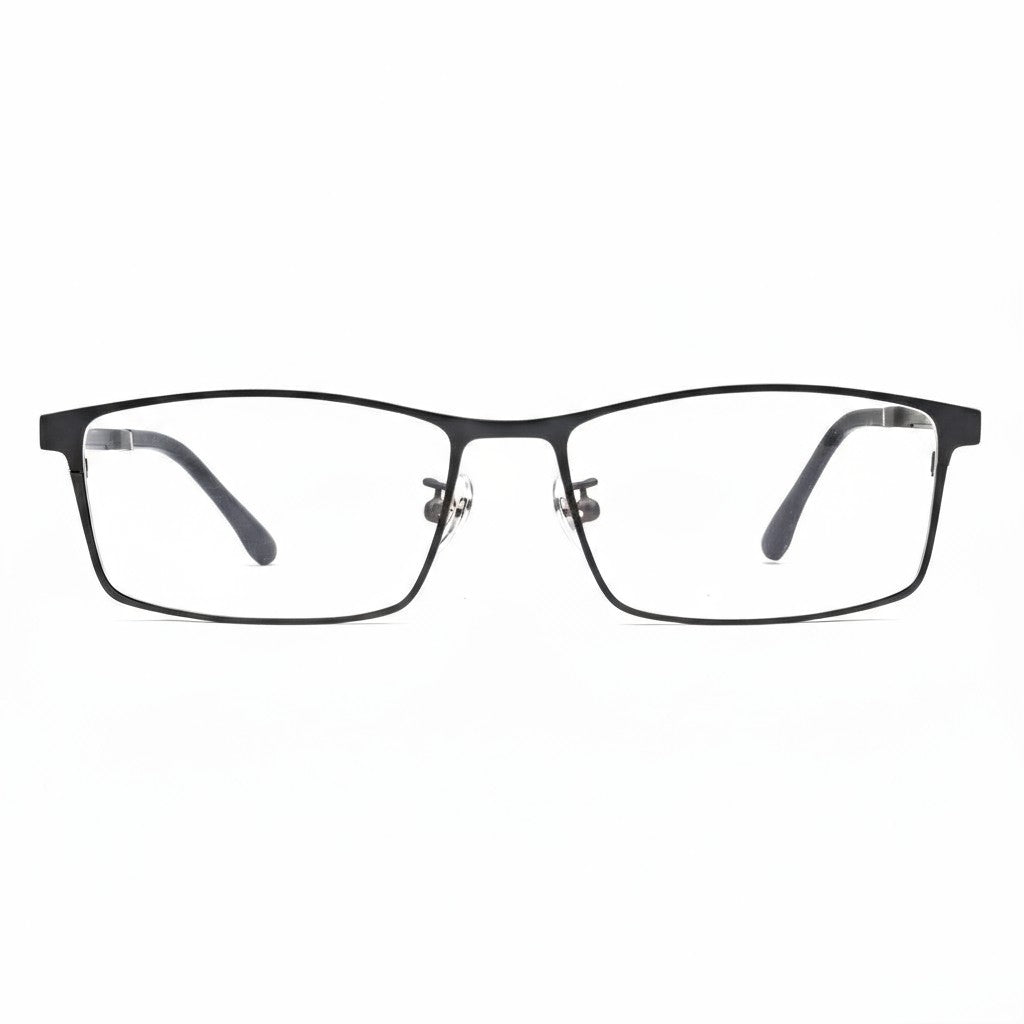 Black eyeglasses on a white background
