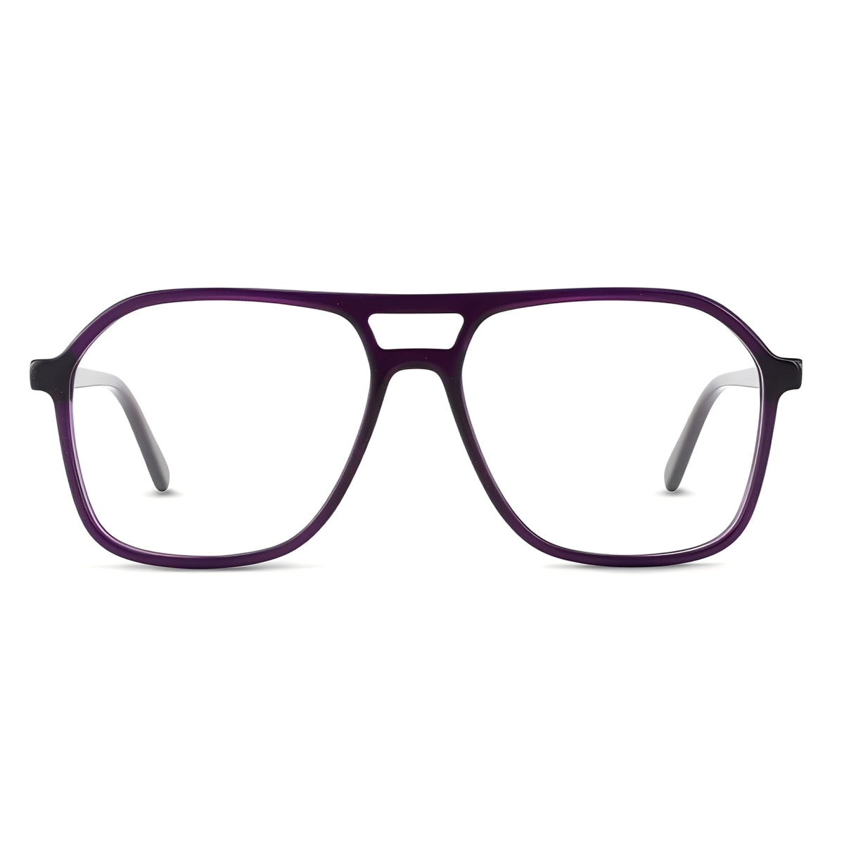 Purple eyeglasses on a white background