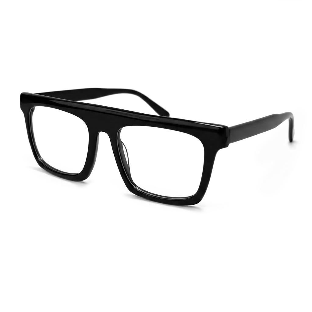 Black eyeglasses on a white background