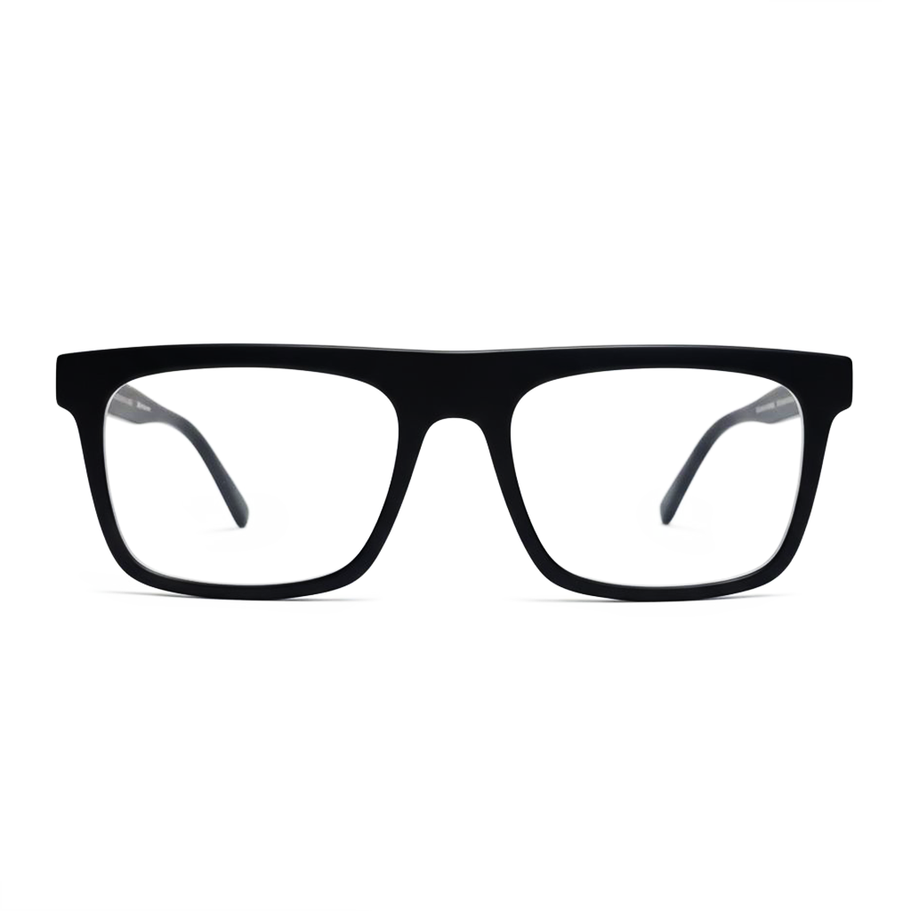 Black eyeglasses on a white background