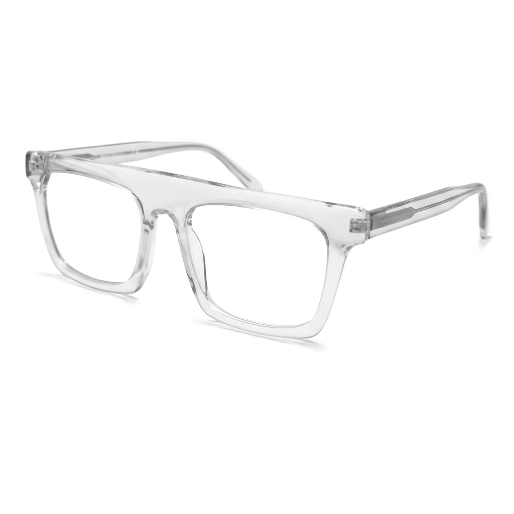 Clear eyeglasses on a white background