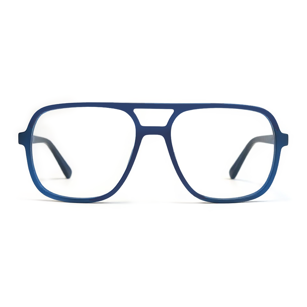 Blue eyeglasses on a white background