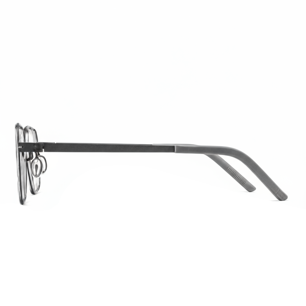 Black eyeglasses with thin frame on a white background