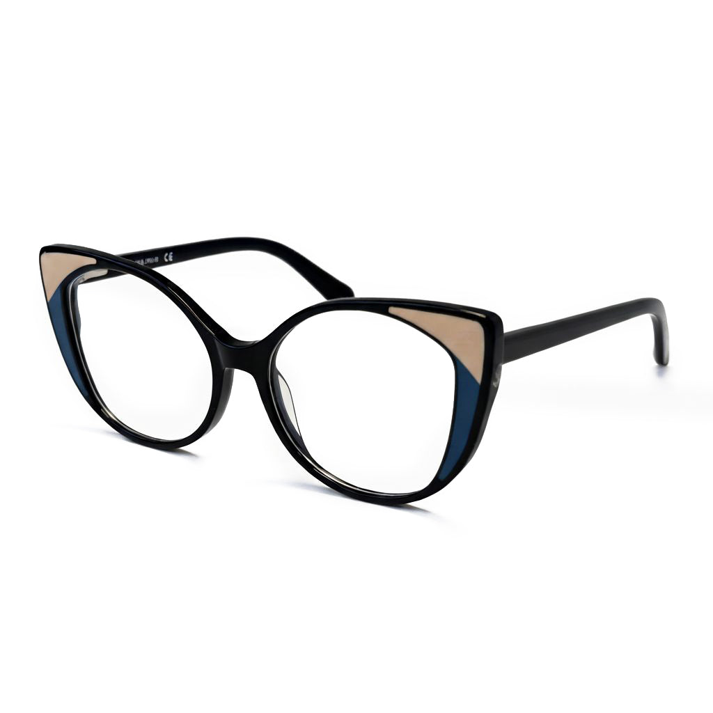 Black cat-eye glasses on a white background