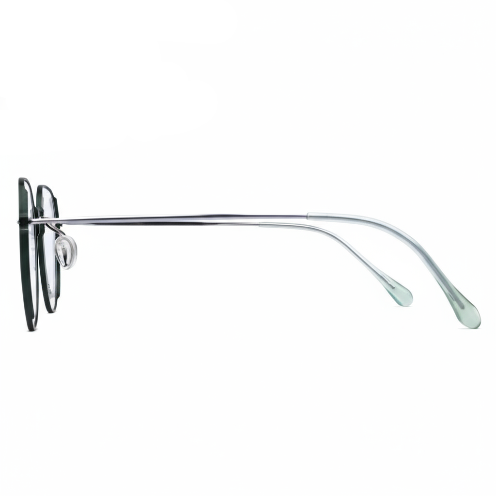 Sunglasses with thin metal frame on a white background