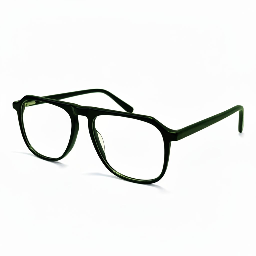 Green eyeglasses on a white background