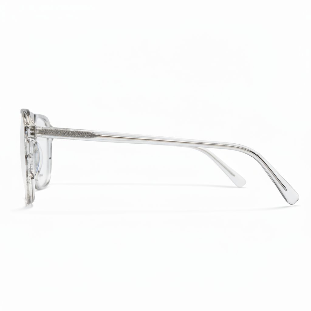 Silver eyeglasses on a white background
