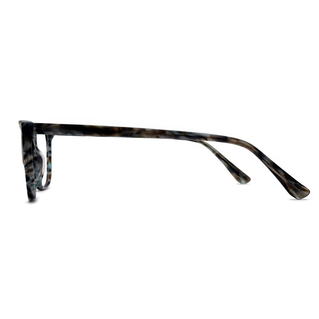 Tortoiseshell eyeglass frame on a white background