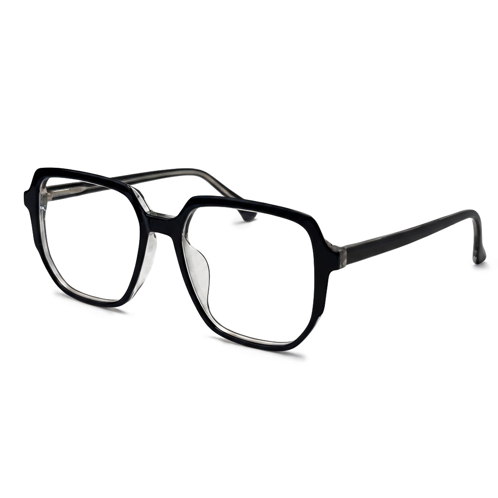 Black eyeglasses on a white background