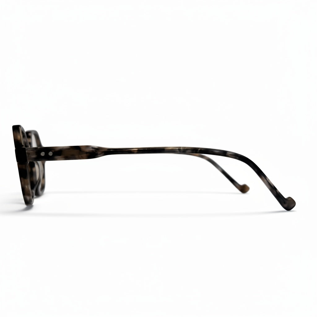 Tortoiseshell eyeglasses on a white background