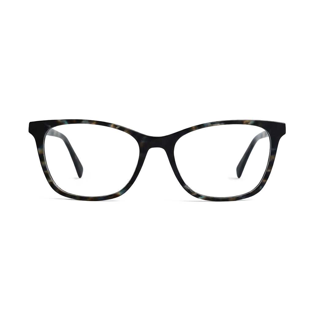 Tortoiseshell cat-eye glasses on a white background