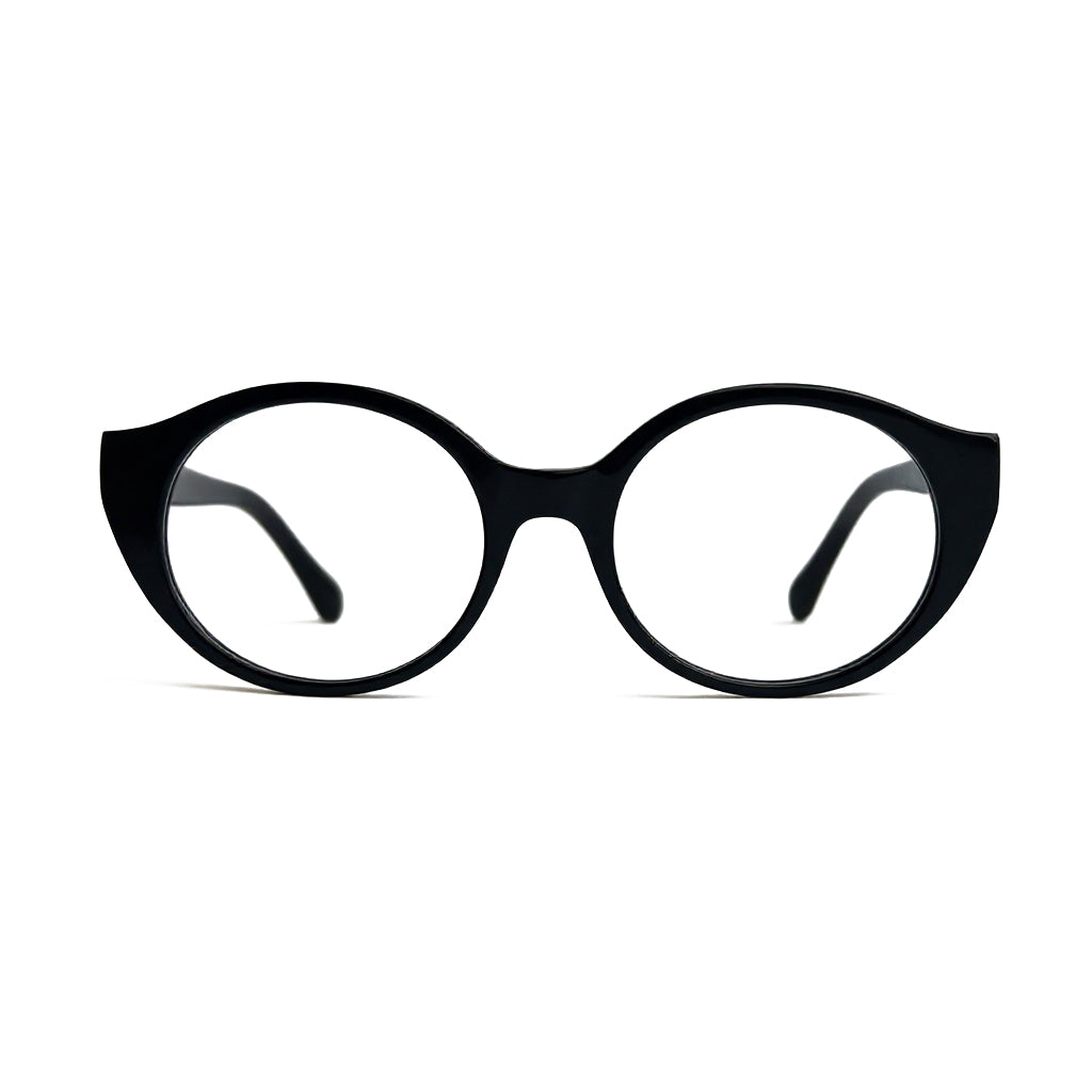 Black cat-eye glasses on a white background