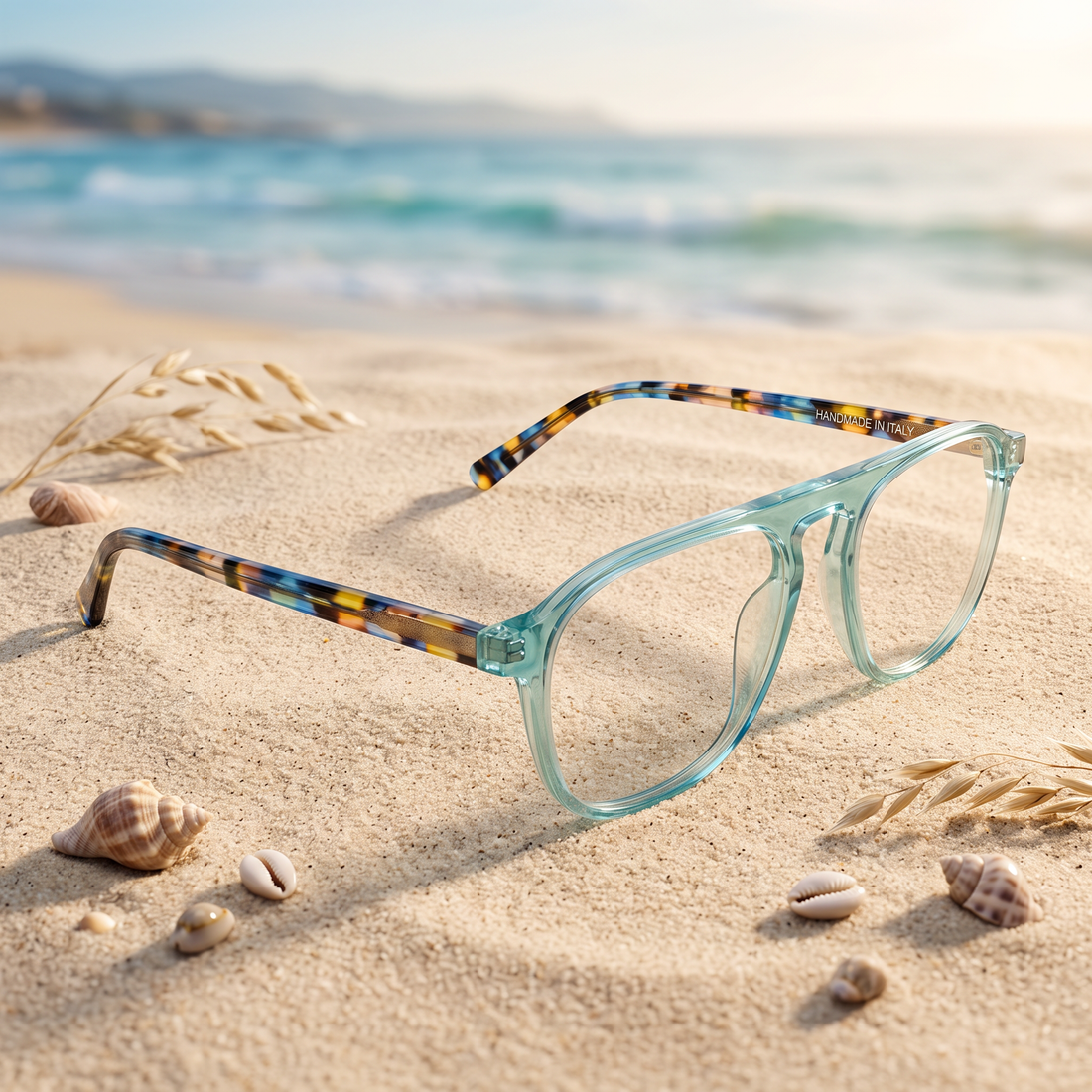 Nils Flat-Top Aviator Rectangle Hand-Polished Acetate Eyeglasses by WEISS OPTIX