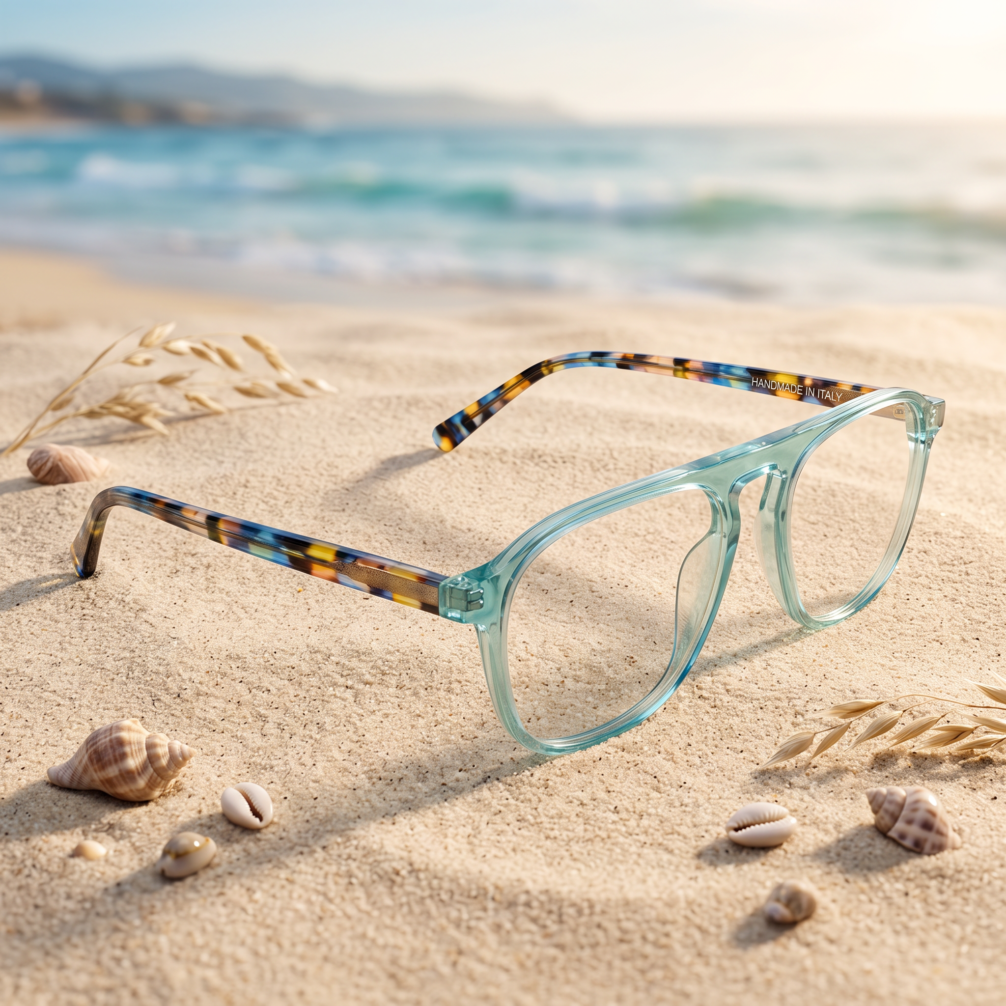 Nils Flat-Top Aviator Rectangle Hand-Polished Acetate Eyeglasses by WEISS OPTIX