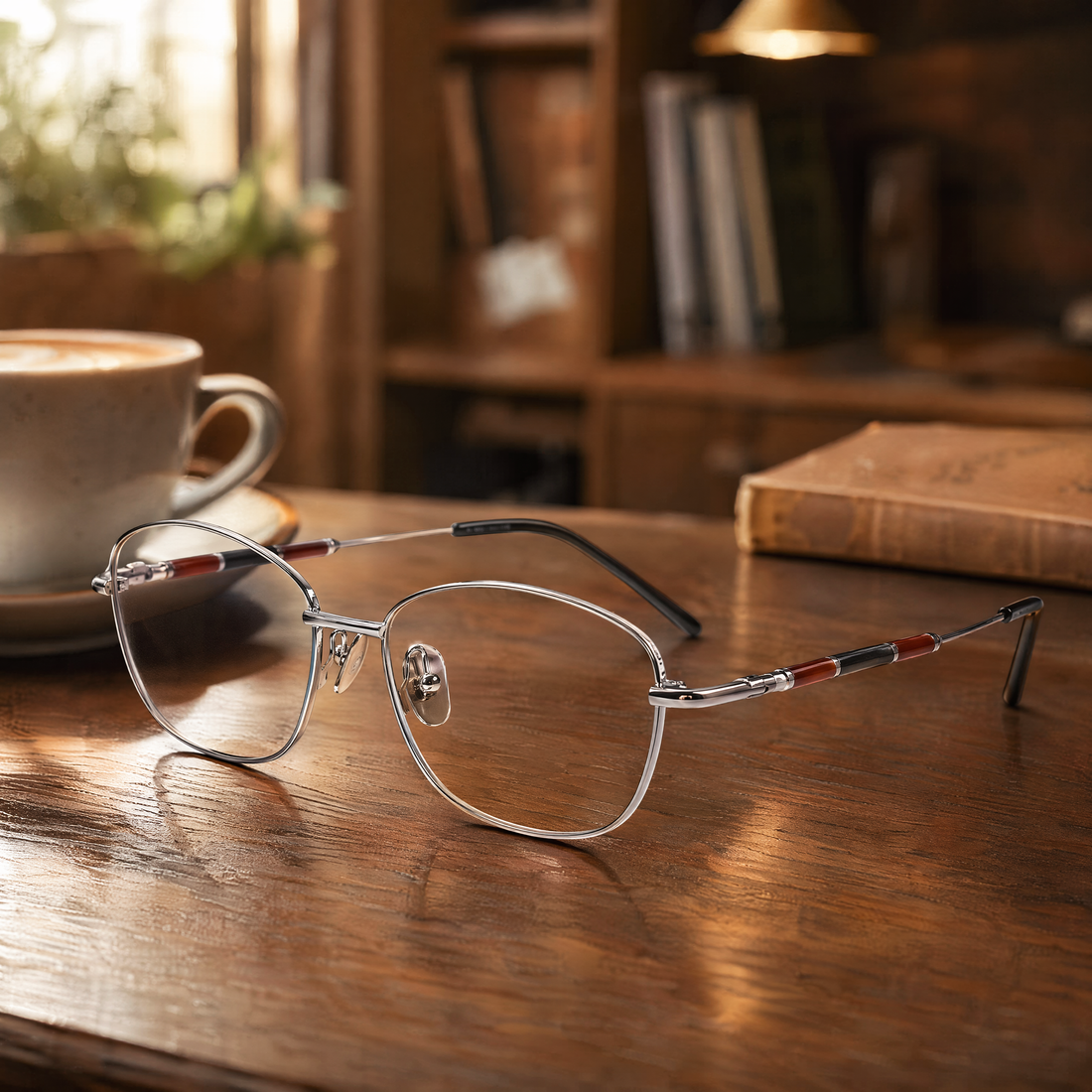 Cody Silver Semi-Rimless Titanium Square Frame by WEISS OPTIX
