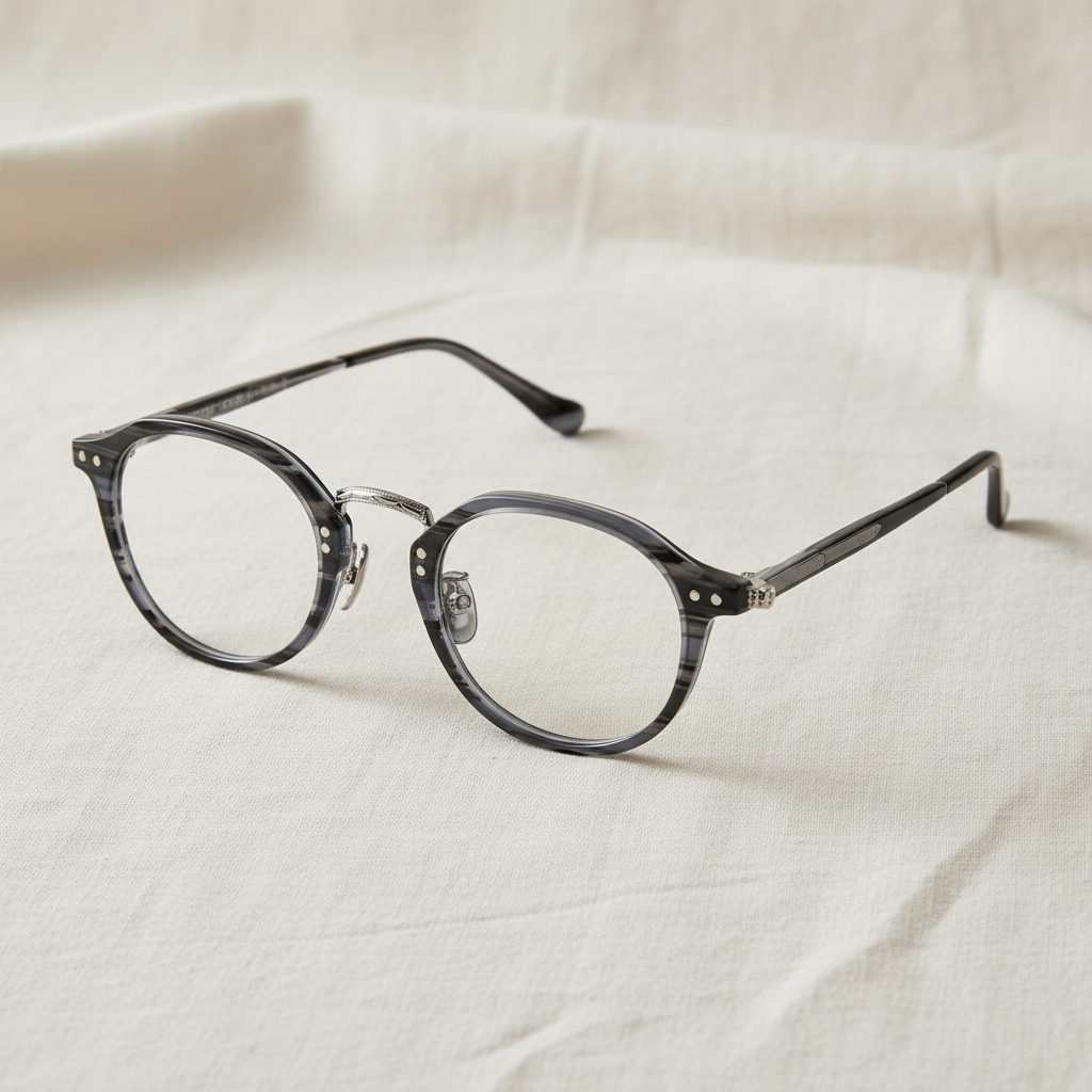 Andre Round Acetate Titanium Hybrid Glasses by WEISS OPTIX