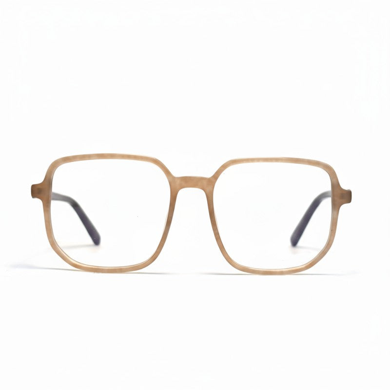 Brown square-framed glasses on a white background