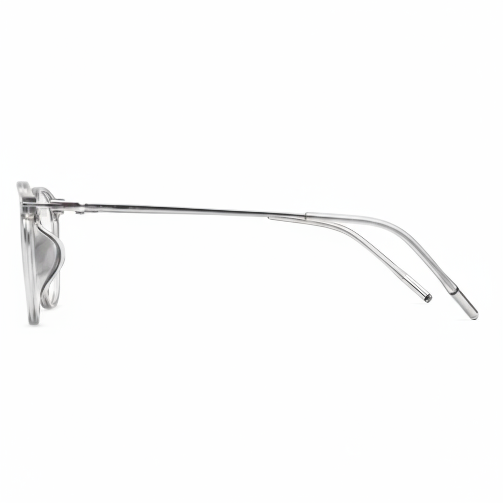 Silver eyeglasses on a white background