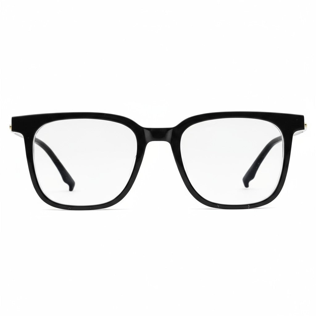 Black eyeglasses on a white background