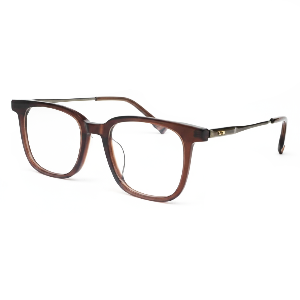 Brown eyeglasses on a white background