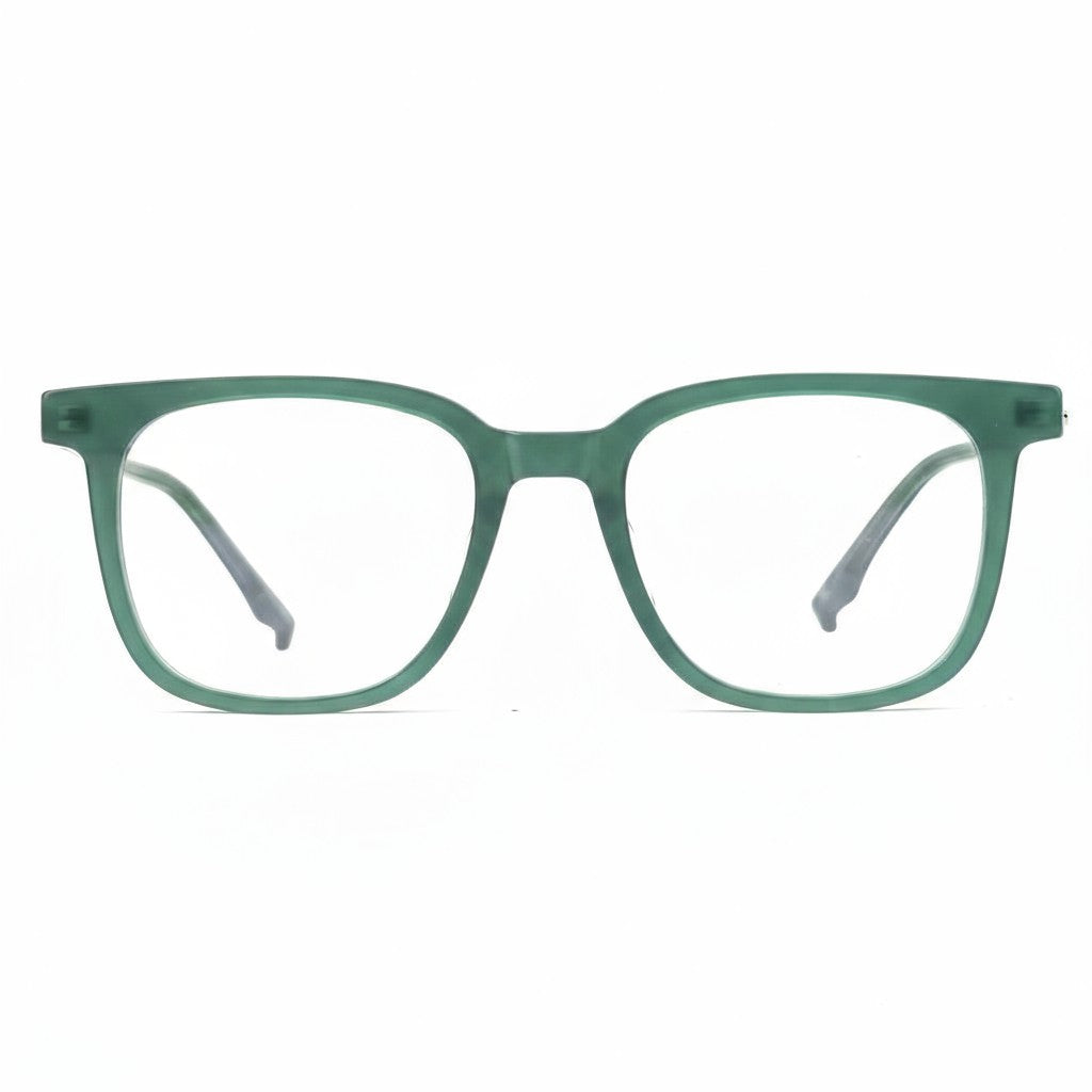 Green eyeglasses on a white background