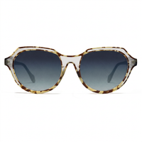 Oversized sunglasses with a translucent tortoiseshell frame and dark gray gradient lenses, shown against a plain white background.