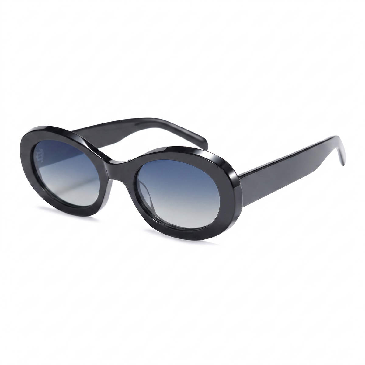 Sunglasses with tortoiseshell frame and gold accents on a white background