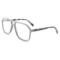 Gray eyeglasses on a white background