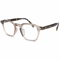 Pair of eyeglasses with a clear frame on a white background