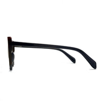 Black sunglasses with a thin frame on a white background