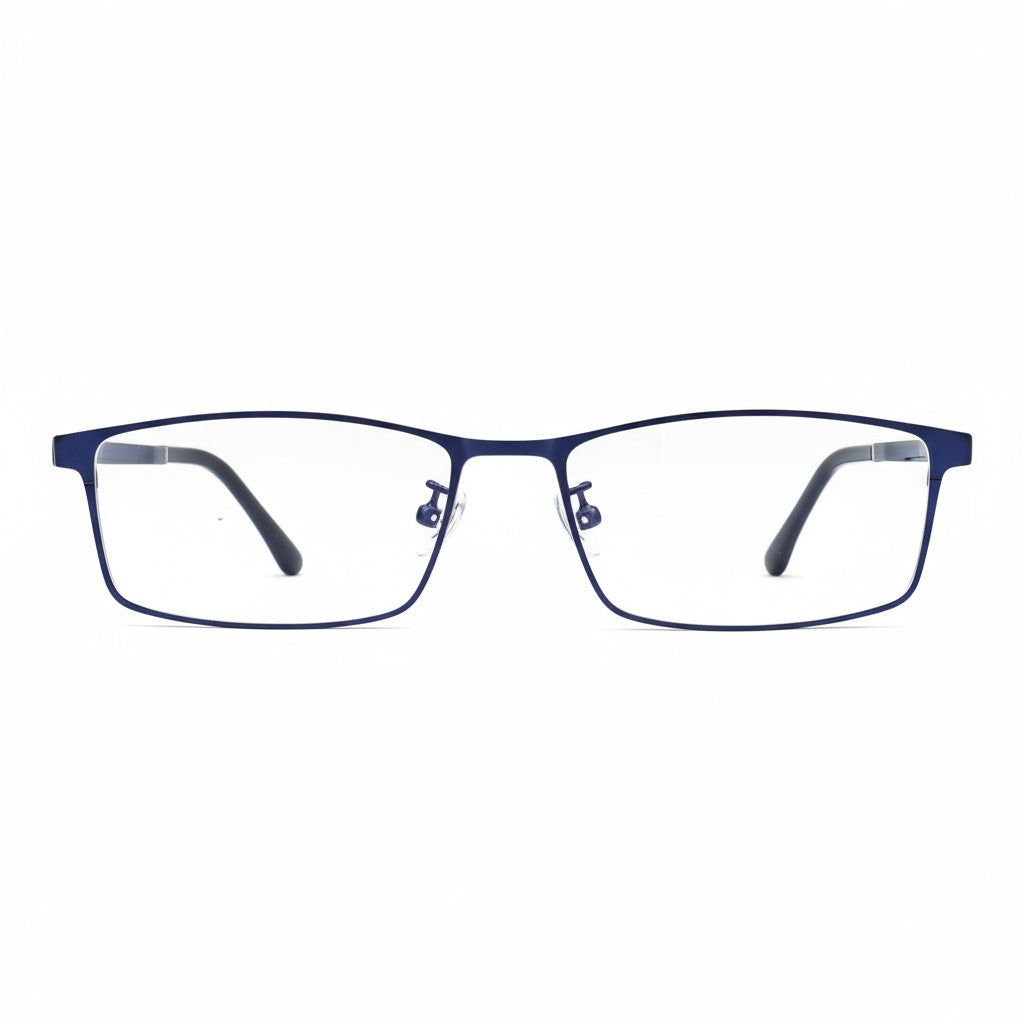 Blue eyeglasses on a white background