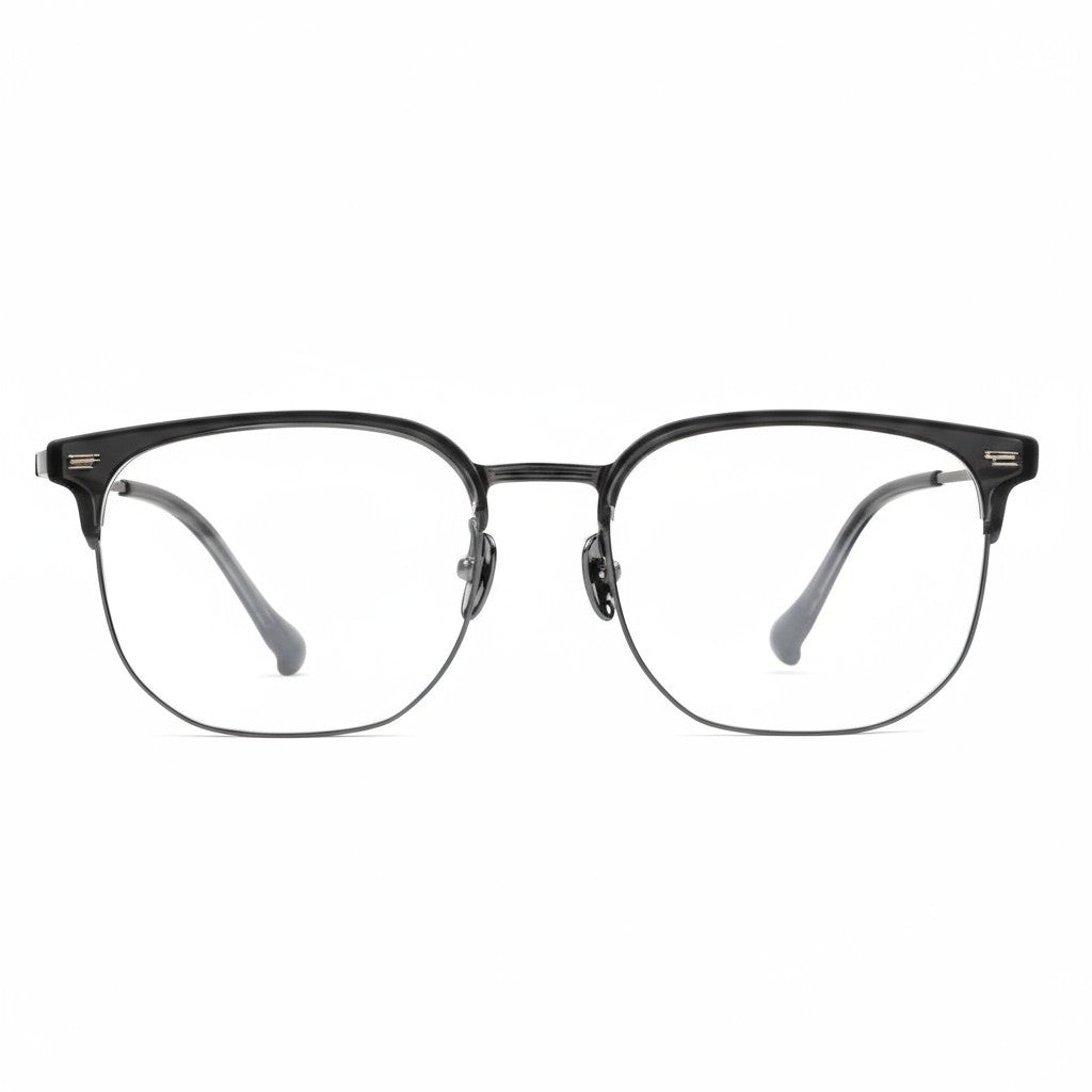 Black eyeglasses on a white background