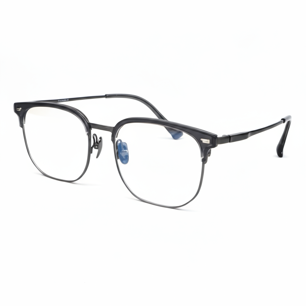 Black eyeglasses on a white background