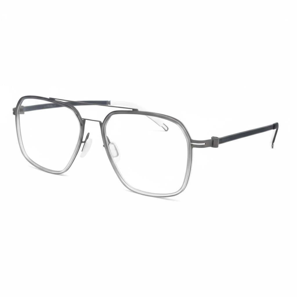 Silver eyeglasses on a white background