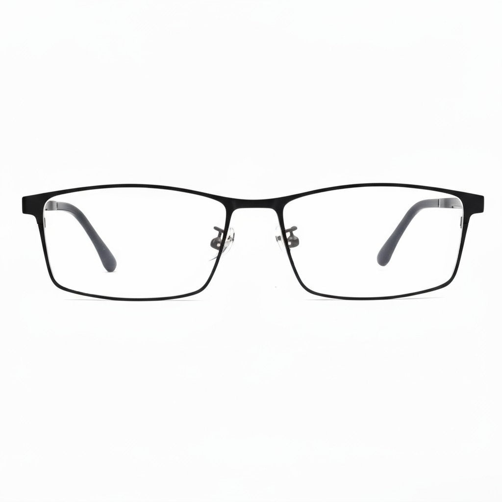 Black eyeglasses on a white background