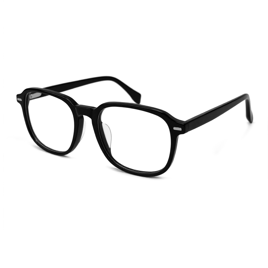 Black eyeglasses on a white background