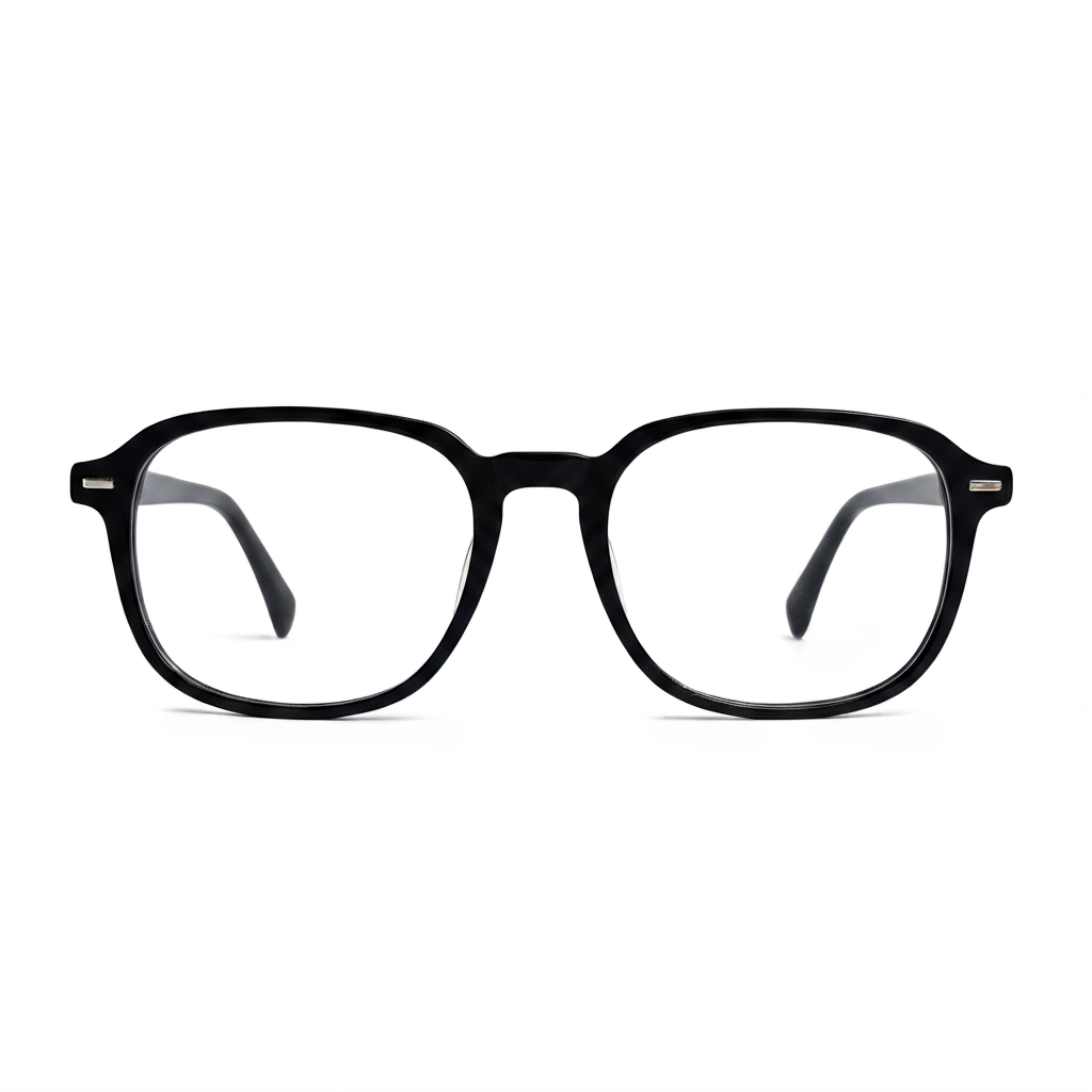 Black eyeglasses on a white background