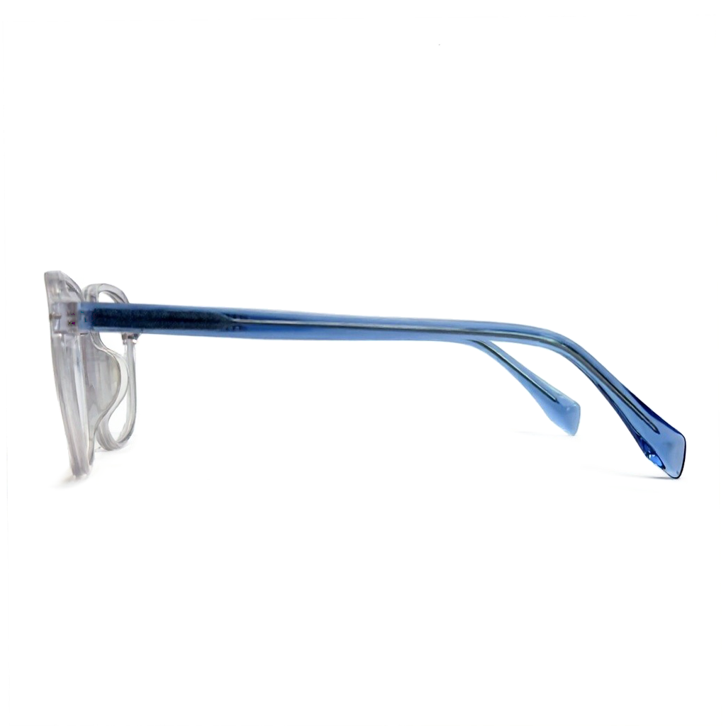 Blue eyeglasses on a white background
