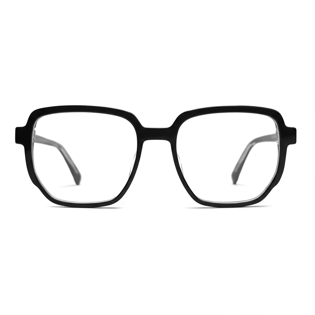 Black eyeglasses on a white background