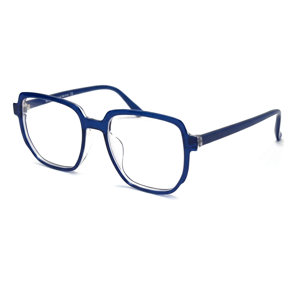 Blue eyeglasses on a white background