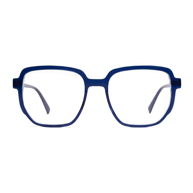 Blue eyeglasses on a white background