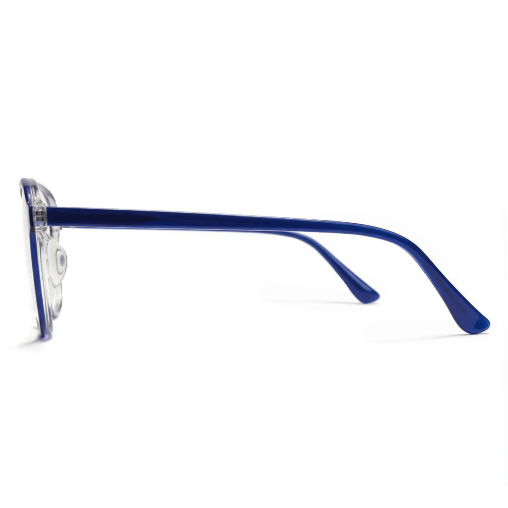 Blue eyeglasses on a white background