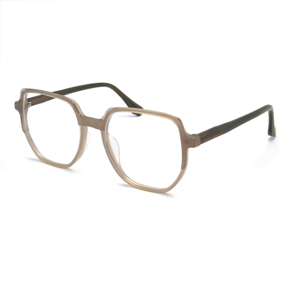 Beige eyeglasses on a white background