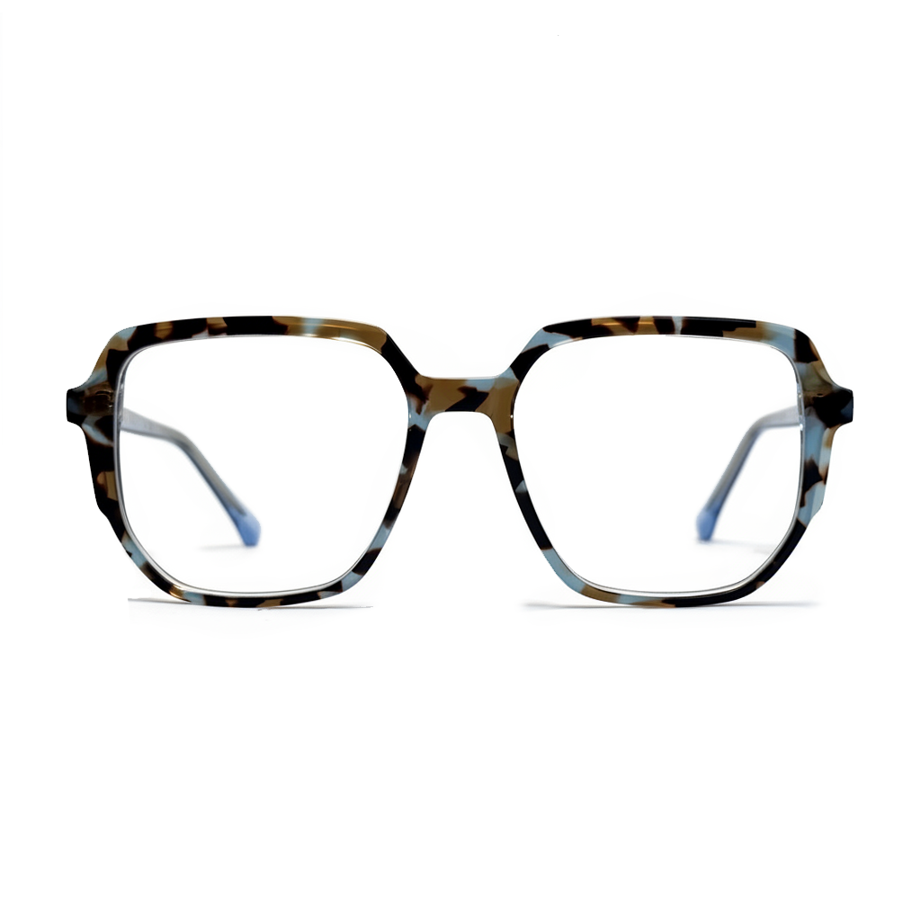Tortoiseshell eyeglasses on a white background