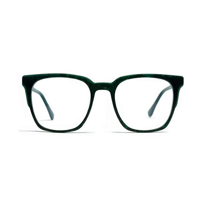 Green eyeglasses on a white background