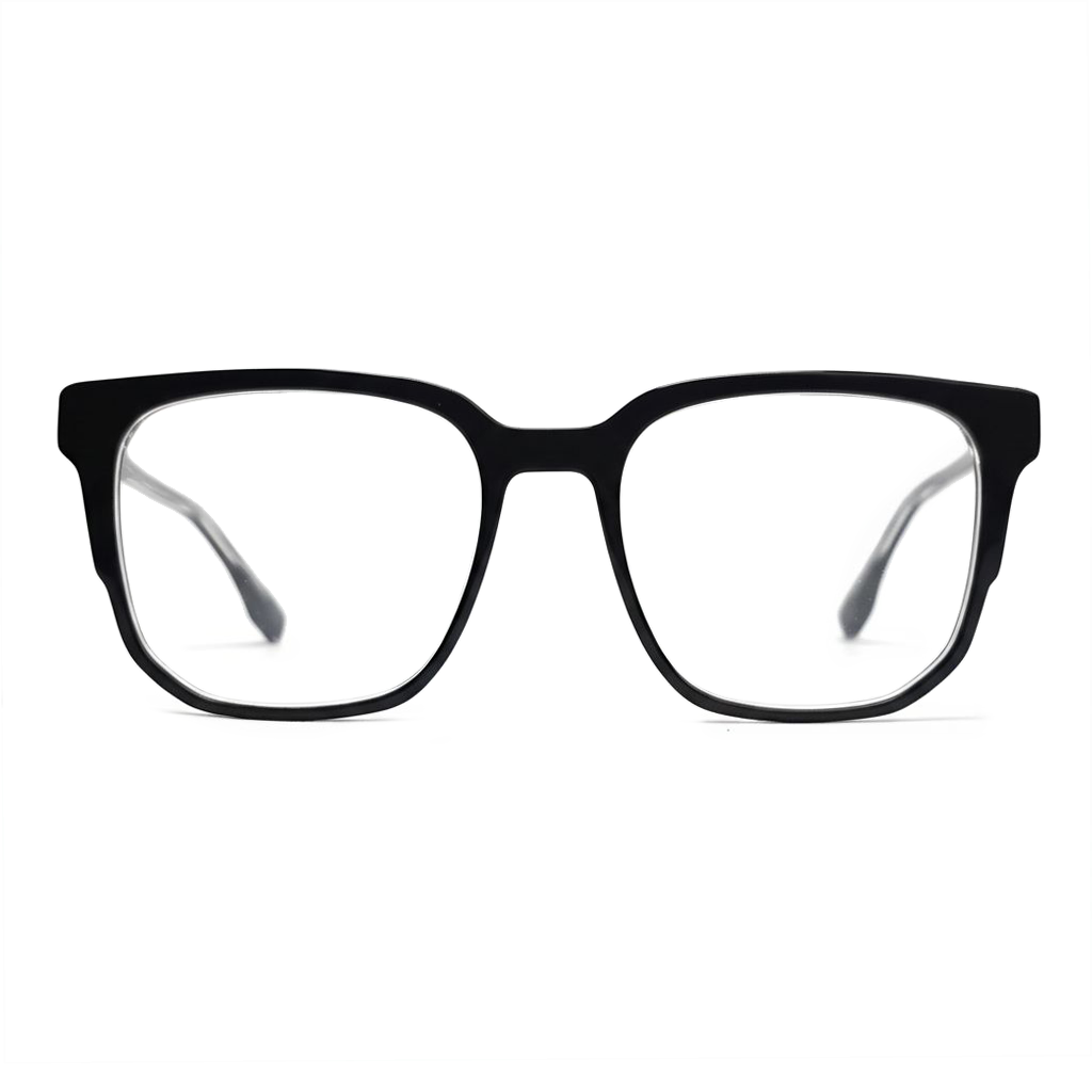Black eyeglasses on a white background