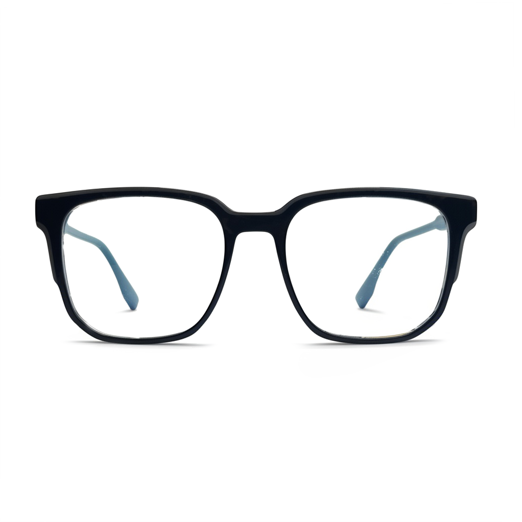 Black eyeglasses on a white background