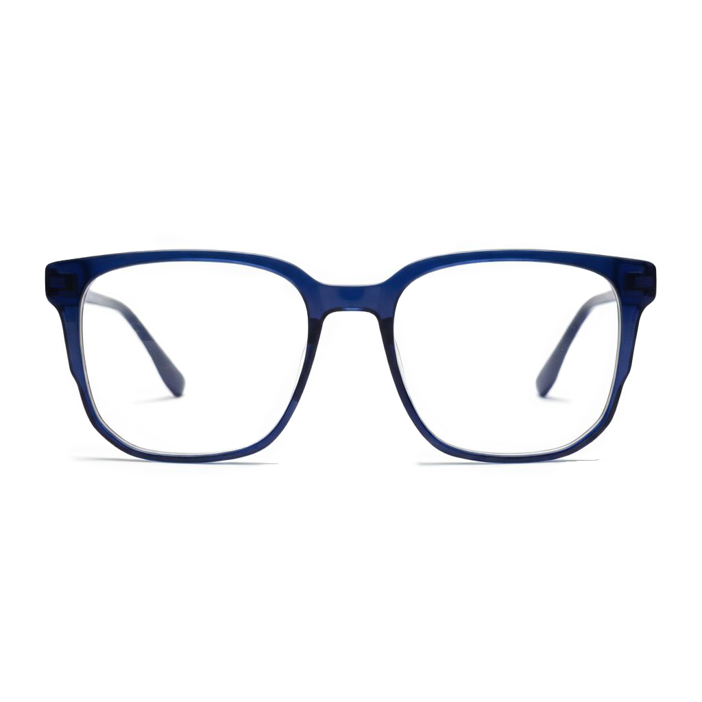Blue eyeglasses on a white background